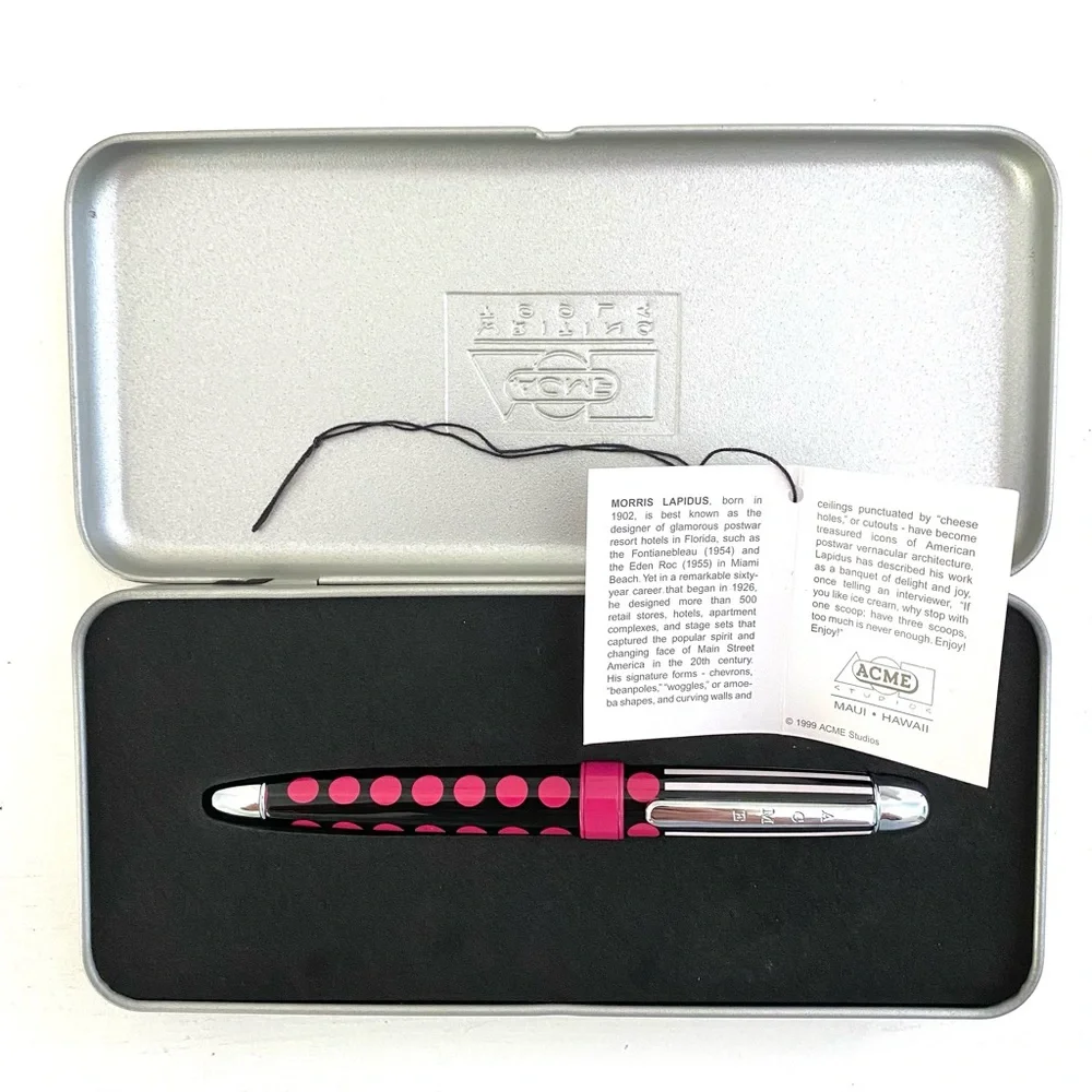 Morris Lapidus RARE Art Roller Ball Pen - Acme Studio wCase Collector accessory